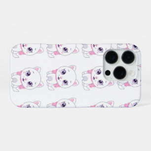 Coque iPhone 16 Pro Illustration d'un mignon chaton blanc