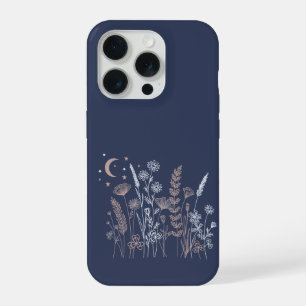Coque iPhone 15 Pro Illustration florale de ciel nocturne Boho – Lune,