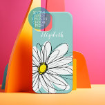 Coque iPhone Illustration florale de la marguerite - jaune turq<br><div class="desc">Une fleur zen et capricieuse,  hipster. Vous pouvez ajouter votre nom pour en faire un élément personnalisé.</div>