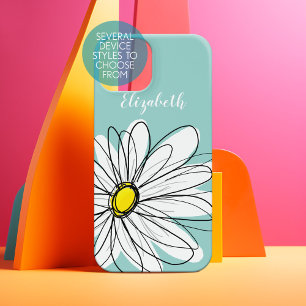 Illustration florale de la marguerite - jaune turq