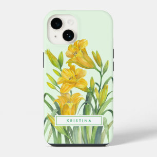 Coque Pour iPhone 14 Illustration florale de lis jaunes à l'aquarelle