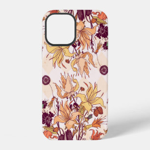 Coque iPhone 12 Illustration matricielle. Motif de fleurs claires