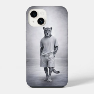 Coque Pour iPhone 14 Illustration minimale de léopard des neiges en ten
