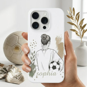 Coque iPhone 15 Pro Illustration minimaliste d'une joueuse de football