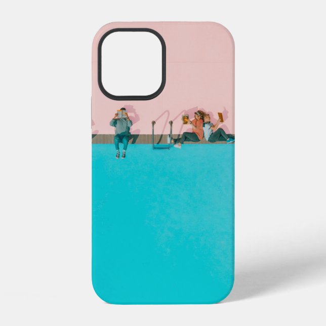 Coque iPhone Illustration Personnes à côté du pool (Verso)