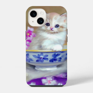 Coque Pour iPhone 14 Illustration vintage de chaton blanc