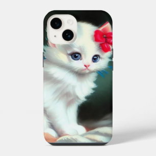 Coque Pour iPhone 14 Illustration vintage de chaton blanc avec fleurs r