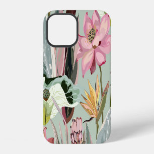 Coque iPhone 12 Illustration Vintage florale des grandes fleurs