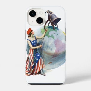Coque Pour iPhone 14 Illustration vintage patriotique de Lady Liberty e