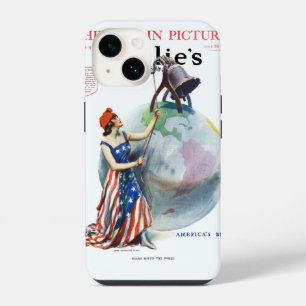 Coque Pour iPhone 14 Illustration vintage patriotique de Lady Liberty p