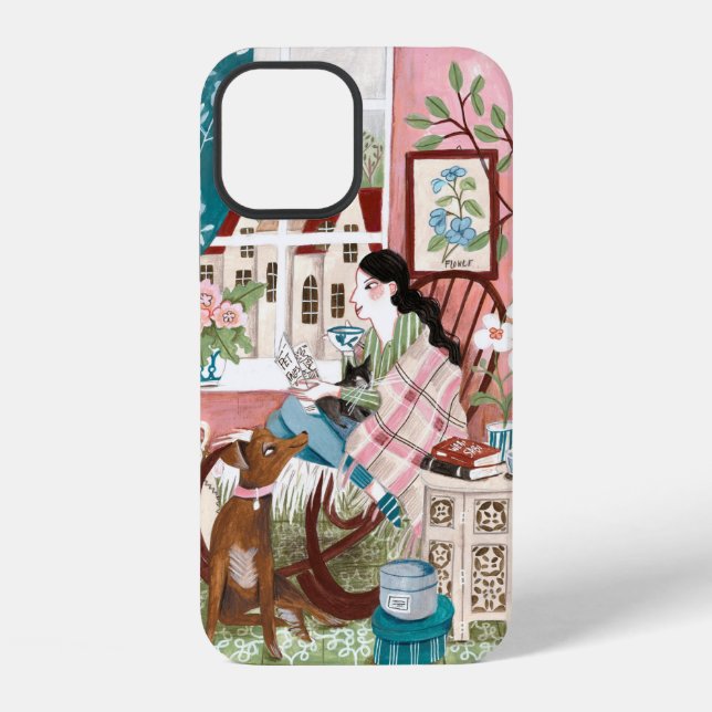 Coque iPhone Illustrations de maison mindful rose pour femmes é (Verso)