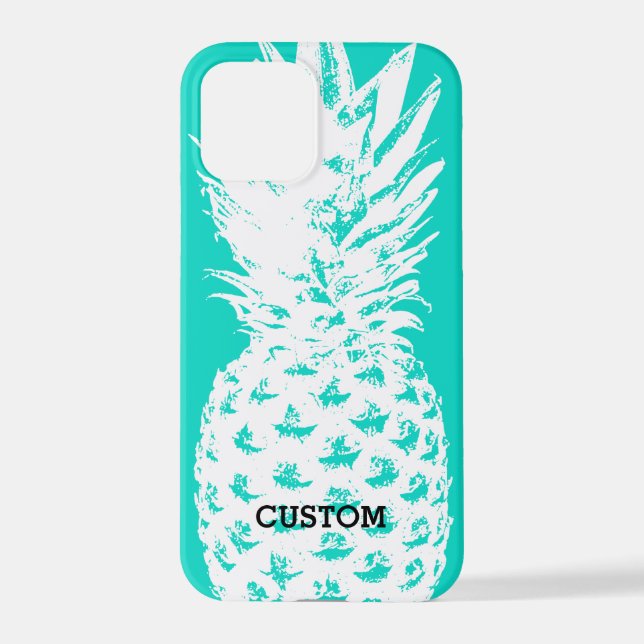 Coque iPhone Image d'ananas bleu turquoise iPhone 12 pro Coque (Verso)