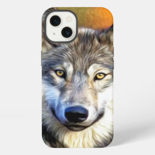 Etui iPhone 13 Image de peinture d'art de loup