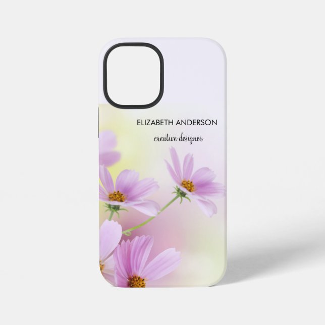 Coque iPhone Image personnalisé & Fleurs roses aquarelle (Verso)