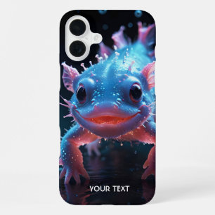 Coque iPhone 16 Plus Imaginaire bleu mignon Axolotl souriant