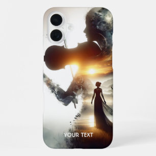 Coque iPhone 16 Plus Imaginaire jolie violon fille soleil