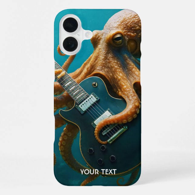 Coque iPhone Imaginaire Pieuvre mignonne Jouer de la guitare (Verso)