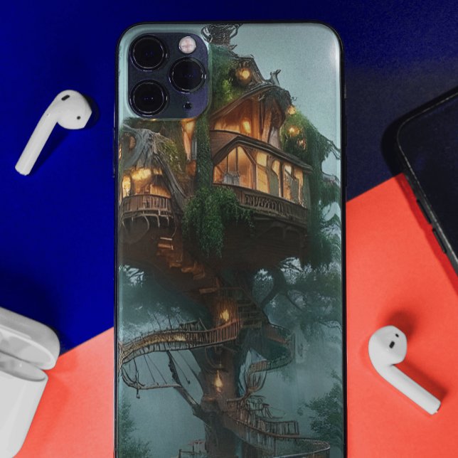Coque iPhone Imaginaire Tree House Artwork numérique (Créateur téléchargé)