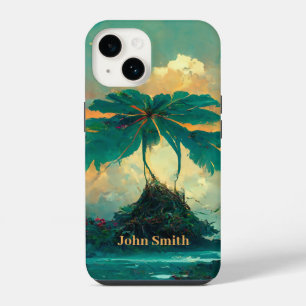 Coque Pour iPhone 14 Imaginaire tropical Mer & Palmiers Monogramme
