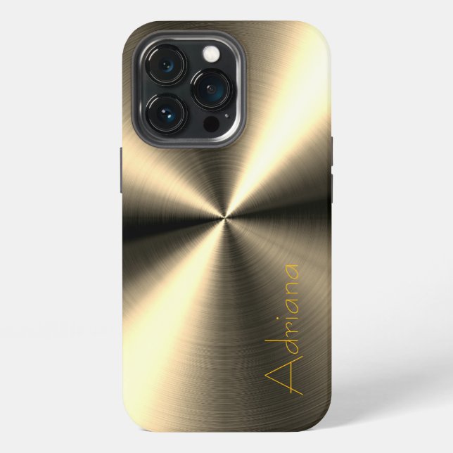 Coque iPhone Impression acier inoxydable argent or (Dos)