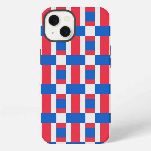 Coque iPhone Impression Blocée Rouge Blanc Et Bleu (Verso)