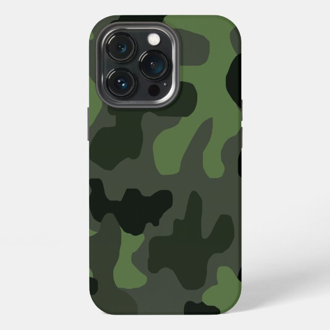 Coque iPhone Impression camouflage vert foncé gris n°14  (Dos)