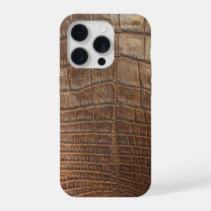 Coque iPhone 15 Pro Impression d'animal crocodile reptile marron caïma