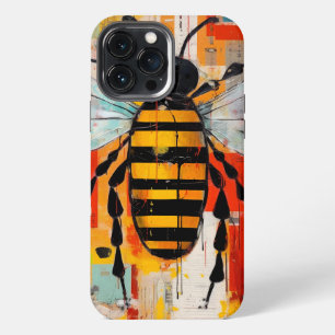 Etui iPhone 13 Pro Max Impression d'art d'abeille colorée pour mur en nid
