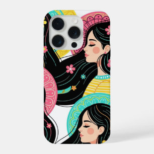Coque iPhone 15 Pro Impression d'art d'illustration de femmes bohèmes