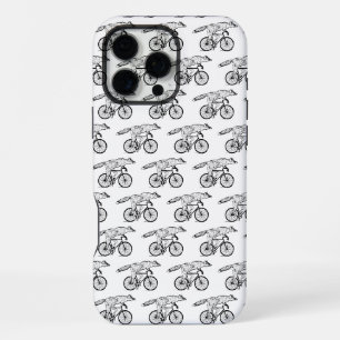 Coque iPhone 16 Pro Max Impression d'art du renard fantaisiste à bicyclett