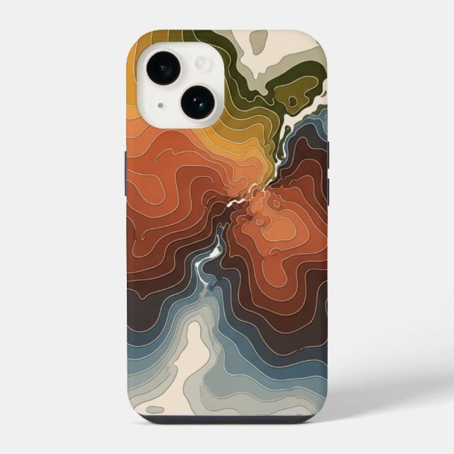 Coque iPhone Impression de carte topographique colorée (Verso)