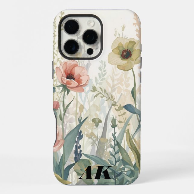 Coque iPhone Impression de doux pré – Papier peint botanique à  (Verso)