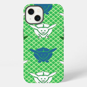 Etui iPhone 13 Impression de lapin japonais, vert, bleu et blanc