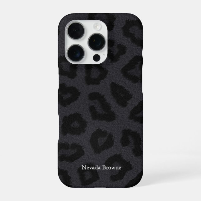 Coque iPhone Impression de panthère noire avec nom (Verso)