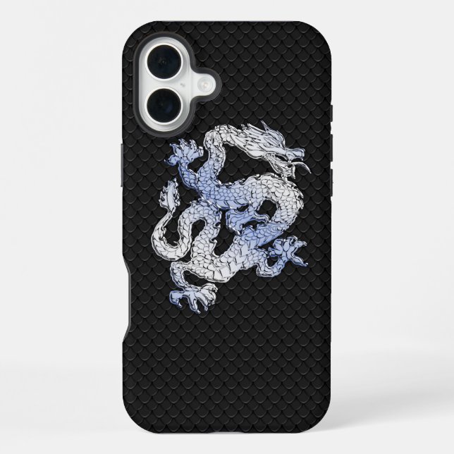 Coque iPhone Impression de peau de serpent noir de style Chrome (Verso)