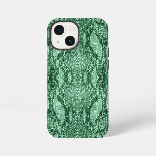 Coque iPhone Impression de peau de serpent vert clair (Verso)