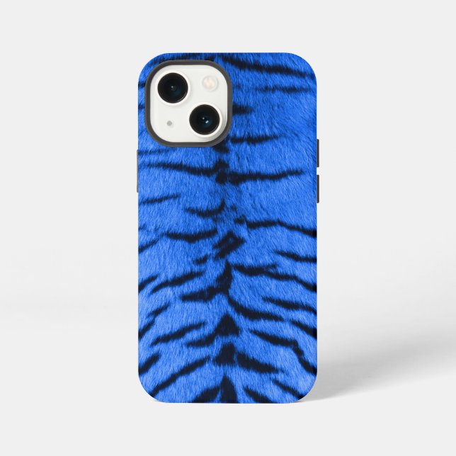 Coque iPhone Impression de peau de tigre bleu désert (Verso)