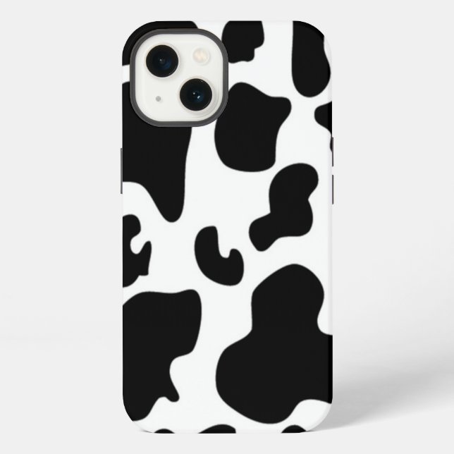 Coque iPhone Impression de vache noire et blanche (Verso)