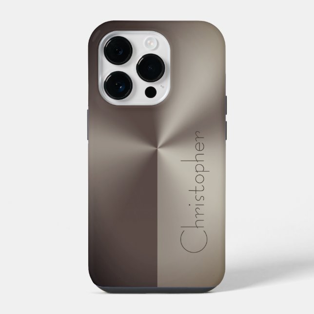 Coque iPhone Impression en acier inoxydable marron titane (Verso)