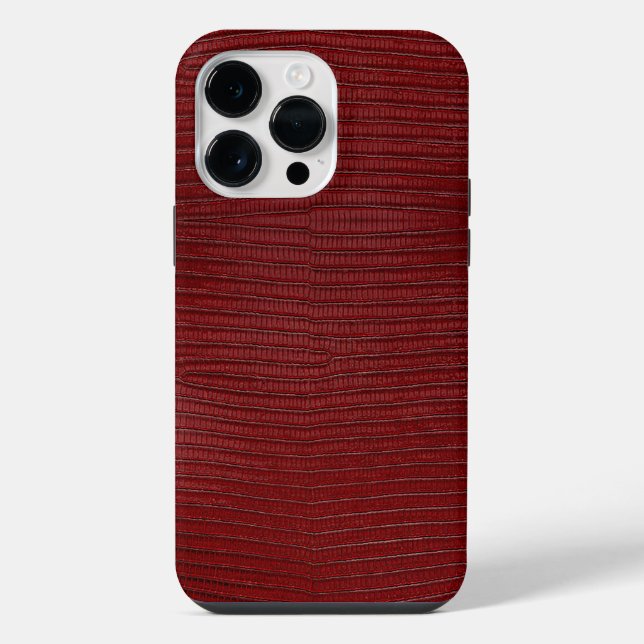 Coque iPhone Impression en cuir rouge Lizard (Verso)