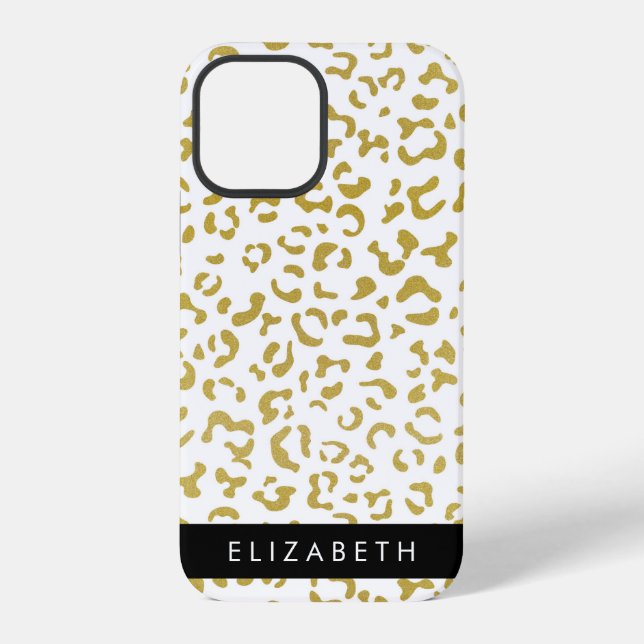 Coque iPhone Impression léopard, Léopard doré, Paillettes, Votr (Verso)