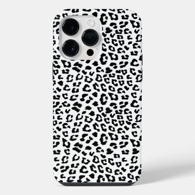 Coque iPhone Impression léopard noir et blanc (Verso)