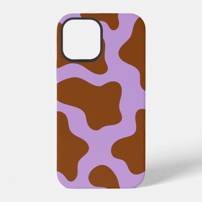 Coque iPhone impression vache marron violet pastel (Verso)