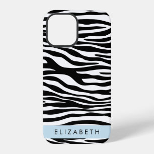 Coque iPhone 12 Pro Impression Zèbre, Grilles, Noir Et Blanc, Votre No