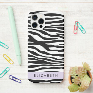 Coque iPhone 12 Pro Impression Zèbre, Grilles, Noir Et Blanc, Votre No