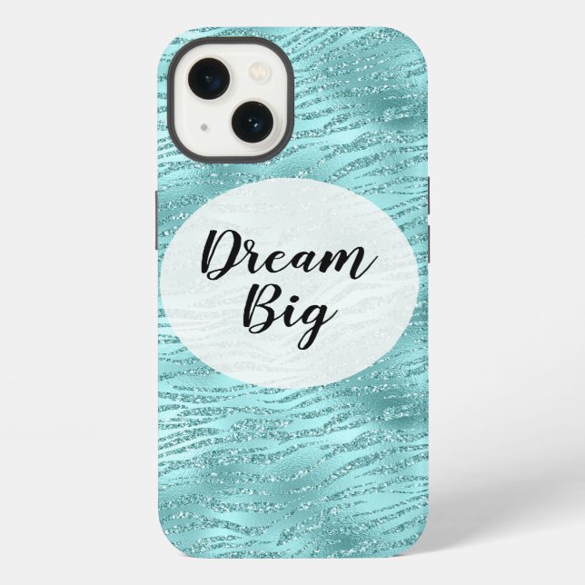 Coque iPhone Impression zèbre vert menthe clinquant (Verso)