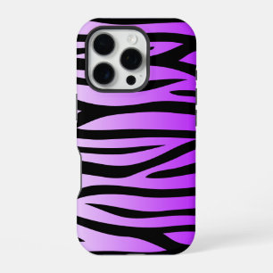Coque iPhone 16 Pro Impression Zèbre violet et noir