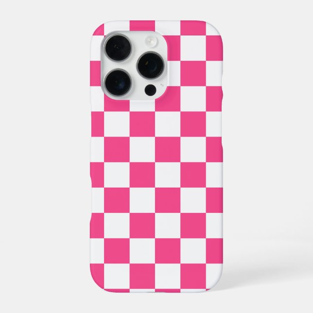 Coque iPhone Imprimé à carreaux rose et blanc (Verso)