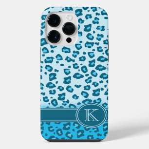 Coque Pour Pour iPhone 14 Pro Max Imprimé animalier léopard monogramme bleu aqua