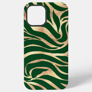 Coque iPhone 12 Pro Max Imprimé Animalier Zèbre Paillettes Dorées Élégant